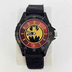 Batman Kids Time-Teaching Watch 33MM Black‎ Dial Black Canvas Band New Battery